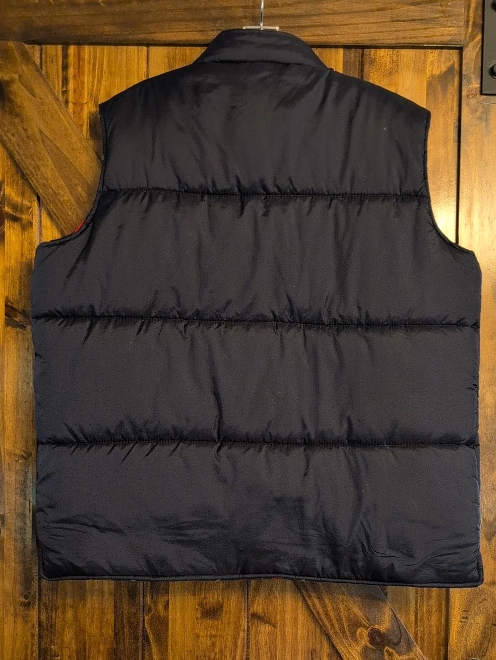 Vintage Arrow Reversible Wool Nylon Snap Puffer Vest Mens‎ Large Plaid Navy